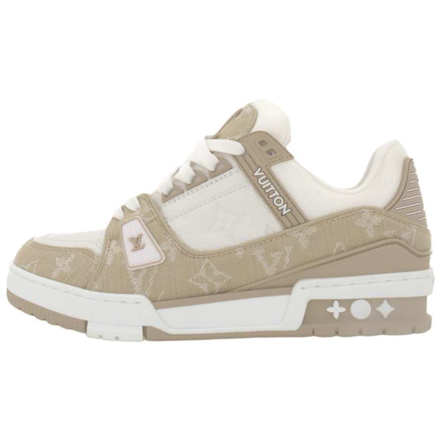 LOUIS VUITTON Trainer Cow Leather Low top Skateboard Shoes Women's Beige