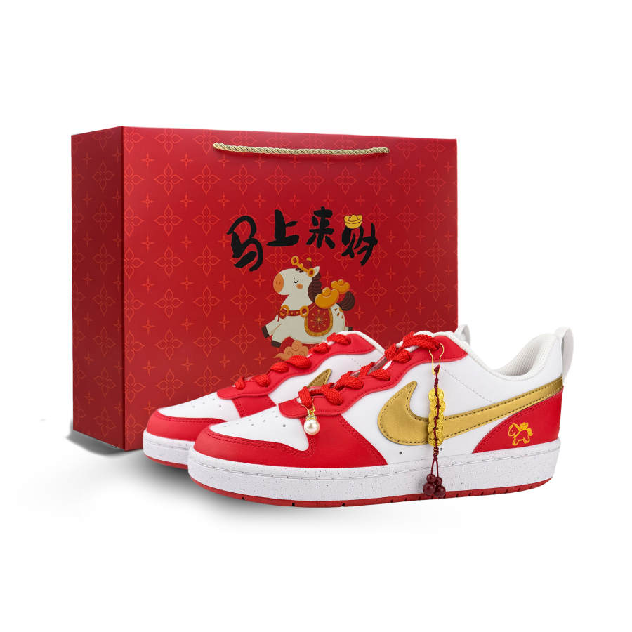 Nike Nike Court Borough Low top Kids' Skateboarding Shoes Red Gold Teenagers