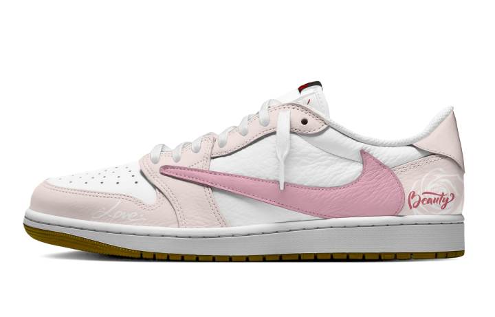 Jordan Travis Scott x Jordan Air Jordan 1 First Love Letter Leather Cushioning Slip Resistant Abrasion Resistant Low top