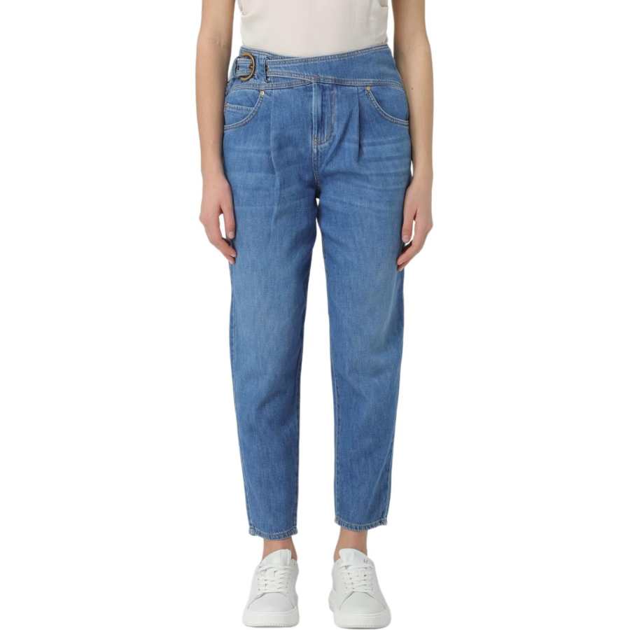 PINKO Jeans Women's Blue Moderate Straight Fit Pants