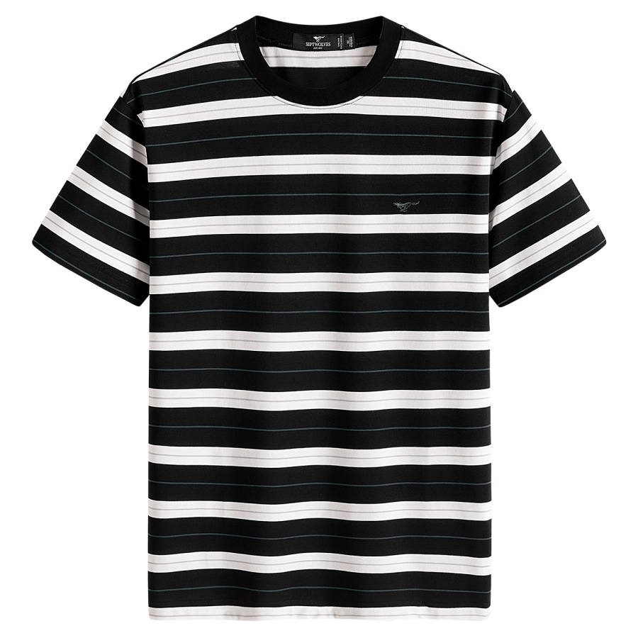 SEPTWOLVES T Shirts Men's Black Crew Neck