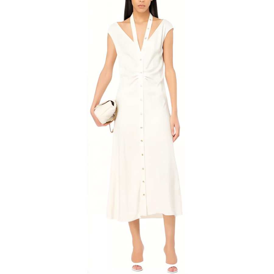 PINKO Button-Up Runch Detailed Midi Dress