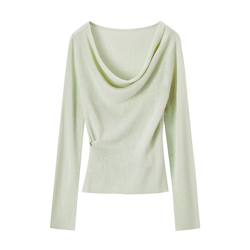 XIANGYING Knitwear Women's Cream White Green Moderate Base Layer