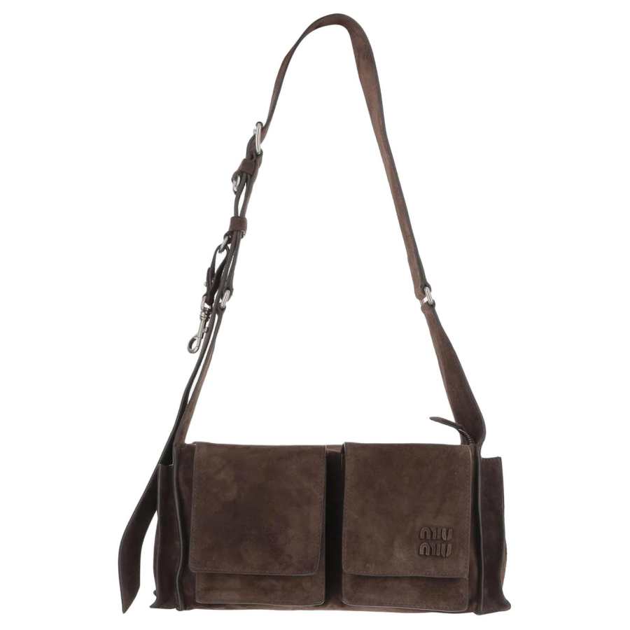 MIU MIU Suede Crossbody Bags Women's Brown