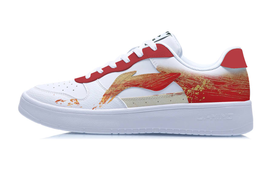 Li-Ning Li Ning Floating Boat Crimson Flame Gold Low top Skateboard Shoes Men's Red White