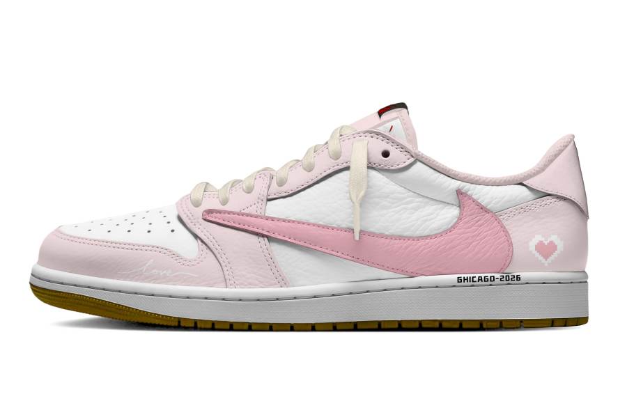 Jordan Travis Scott x Jordan Air Jordan 1 Confession Pink Hook Leather Cushioning Slip Resistant Abrasion Resistant Low top
