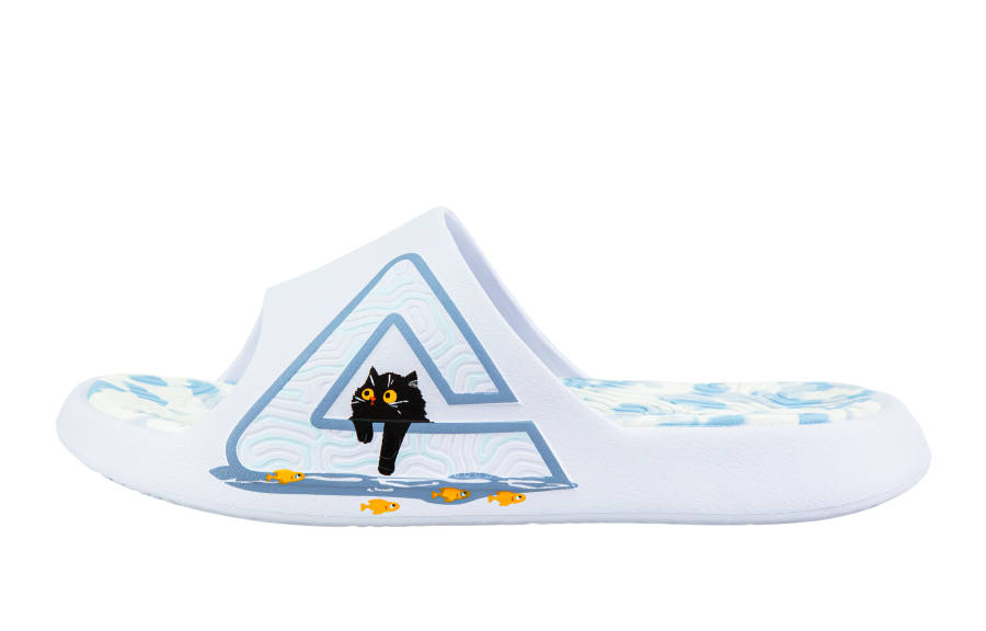 PEAK Tai Ji1.0 Cushioning Slip Resistant Abrasion Resistant Odor Resistant Quiet Slide Slippers Unisex White Blue