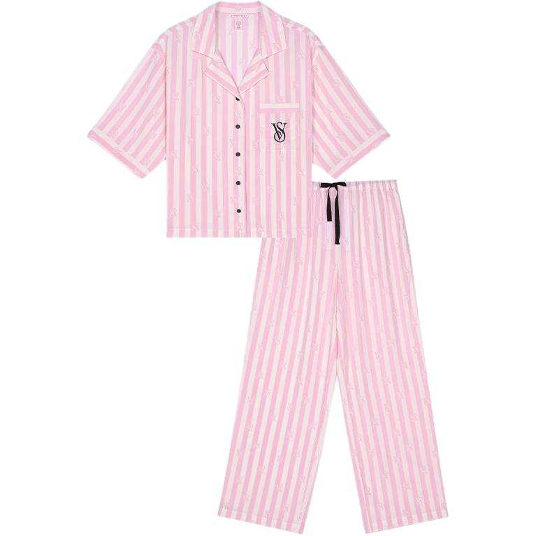 Victoria's Secret Pajama Set Women's Pink Stripes