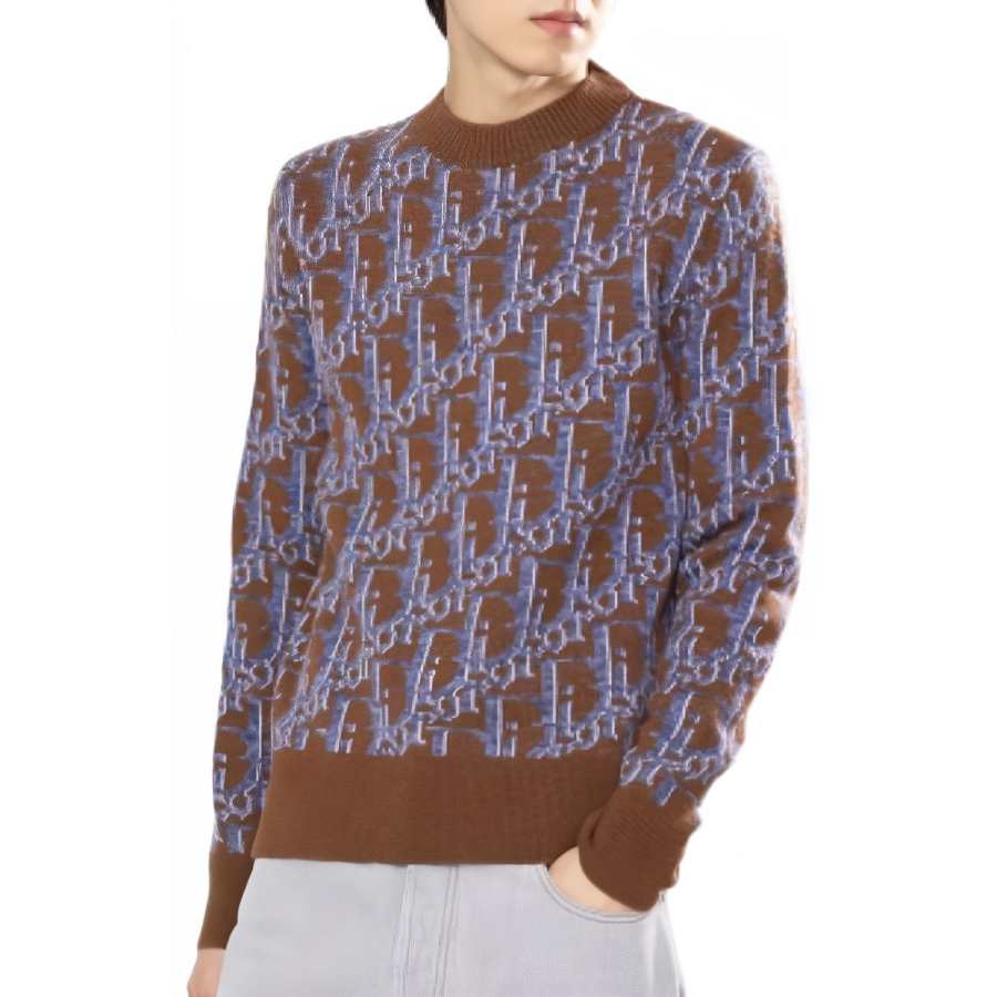 DIOR DIOR Sweaters Men's Brown Crew Neck Moderate
