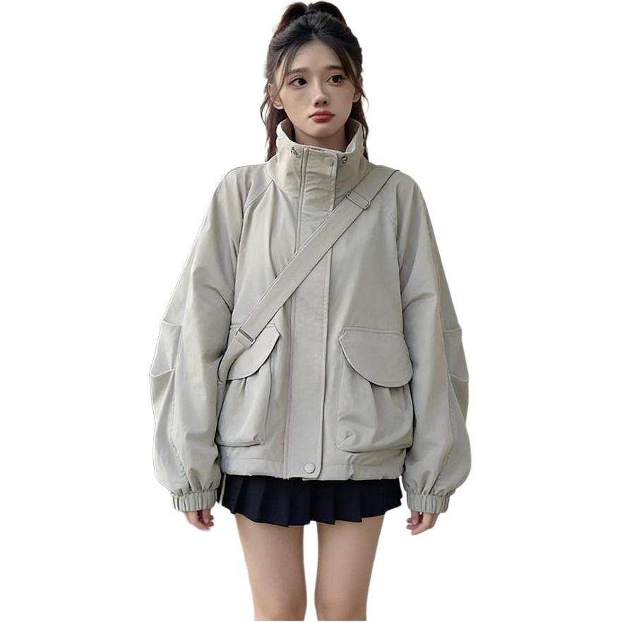 Cotton Gene Jackets Women's Stand Collar Moderate Workwear