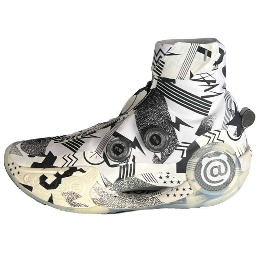 Li-Ning Li Ning Slip Resistant Abrasion Resistant High top Basketball Shoes Men's Gray White