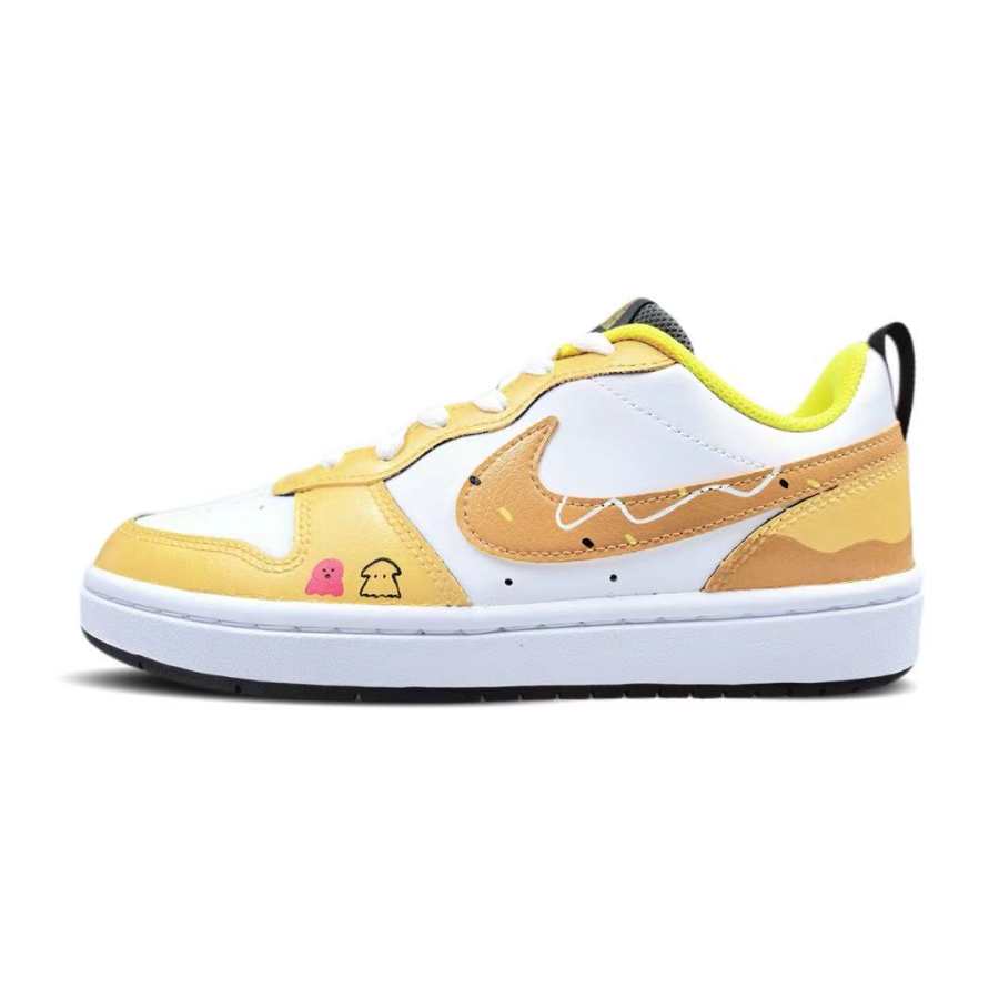 Nike Nike Court Borough 2 Beach Synthetic Leather Abrasion Resistant Slip Resistant Low top Kids' Skateboarding Shoes Yellow