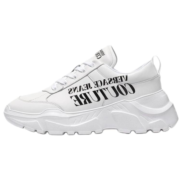VERSACE JEANS COUTURE Cow Split Leather Low top Casual Shoes Men's White