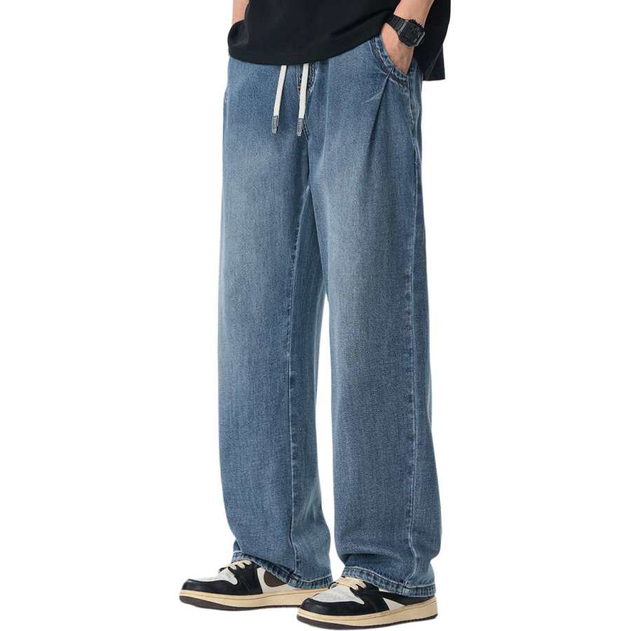 Tonlion Jeans Unisex Blue Tone Moderate Straight Fit Pants