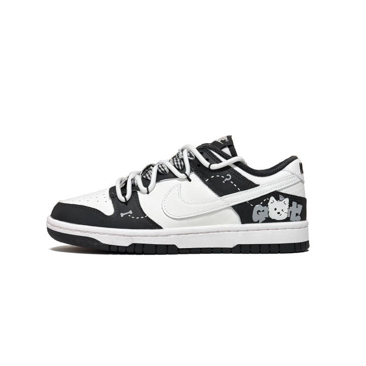 Nike Nike Dunk Cute West Highland Wear resistant And Lightweight Low top Skateboard Shoes Women's Black White
