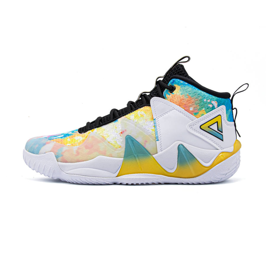 PEAK Super P MOTIVE Cushioning Rebound Cushioning Rebound Mid top Basketball Shoes Men's Big White Orange Yellow