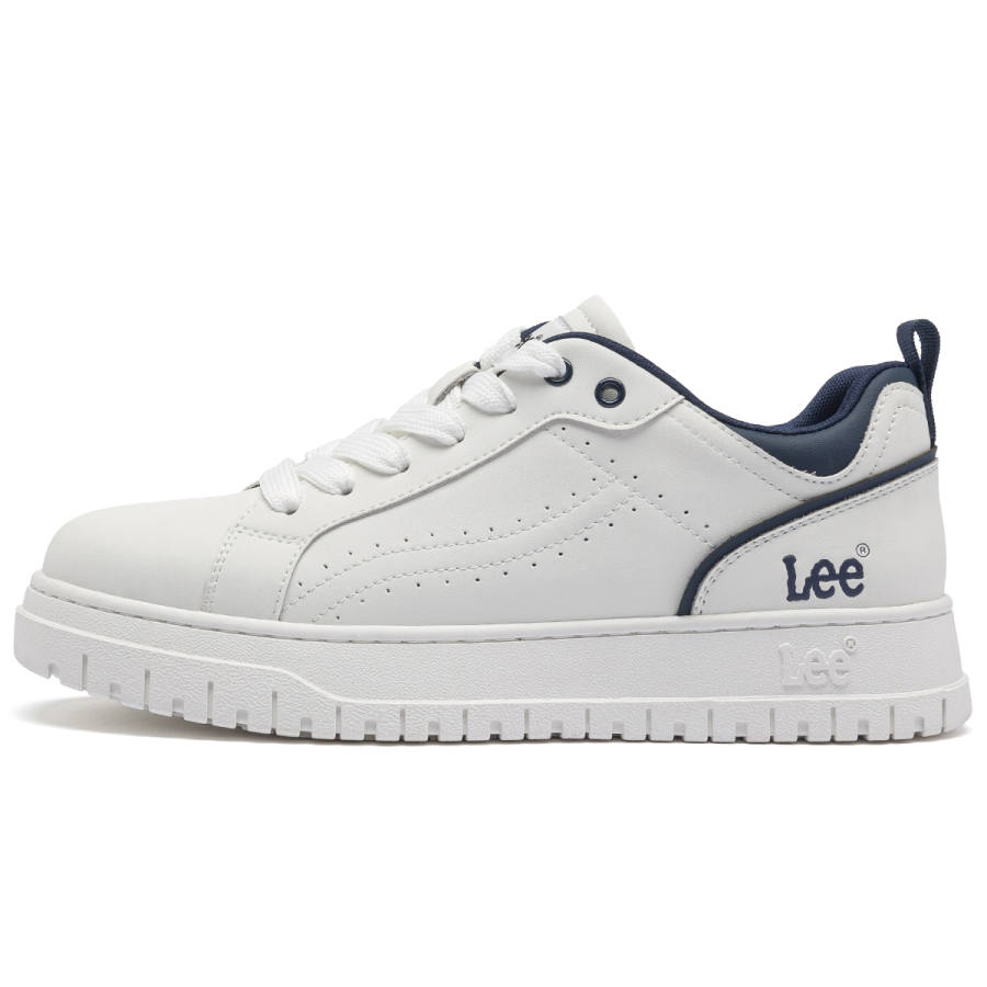 Lee White Sneakers Cow Split Leather Height Increasing Low top Skateboard Shoes Men's