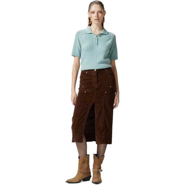 PINKO Curve Hem Knitted Polo Shirt