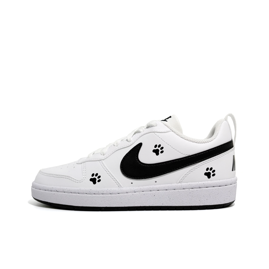 Nike Nike Court Borough Cat Paw Seal Abrasion Resistant Kids' Skateboarding Shoes Black White Teenagers