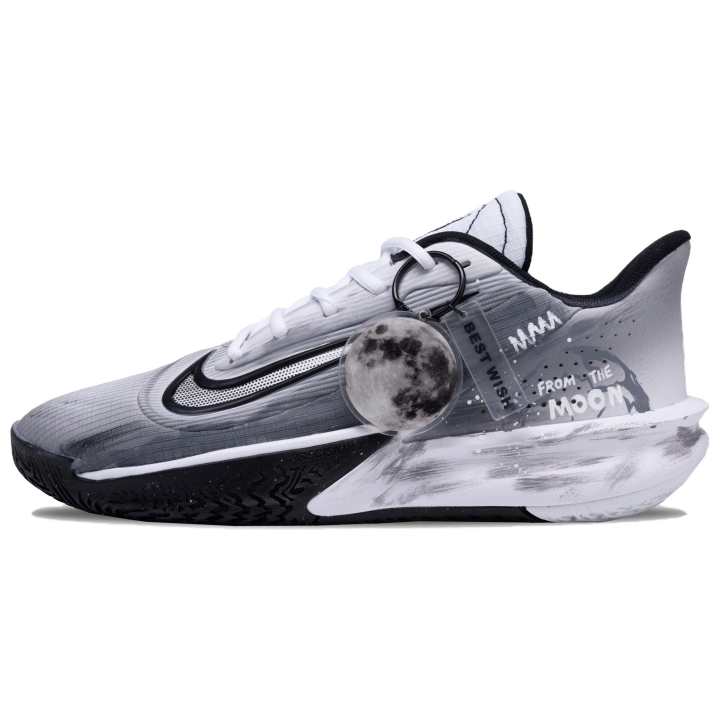 Nike Nike Precision 7 Moon Letter Slip Resistant Abrasion Resistant Low top Basketball Shoes Men's Black White