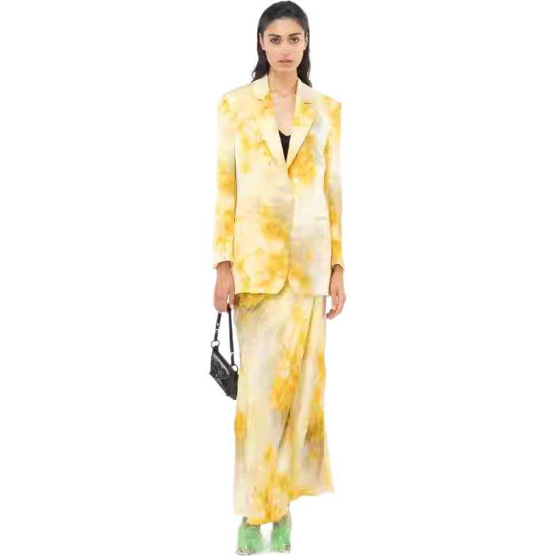 PINKO Faded Floral Print Single Breasted Blazer
