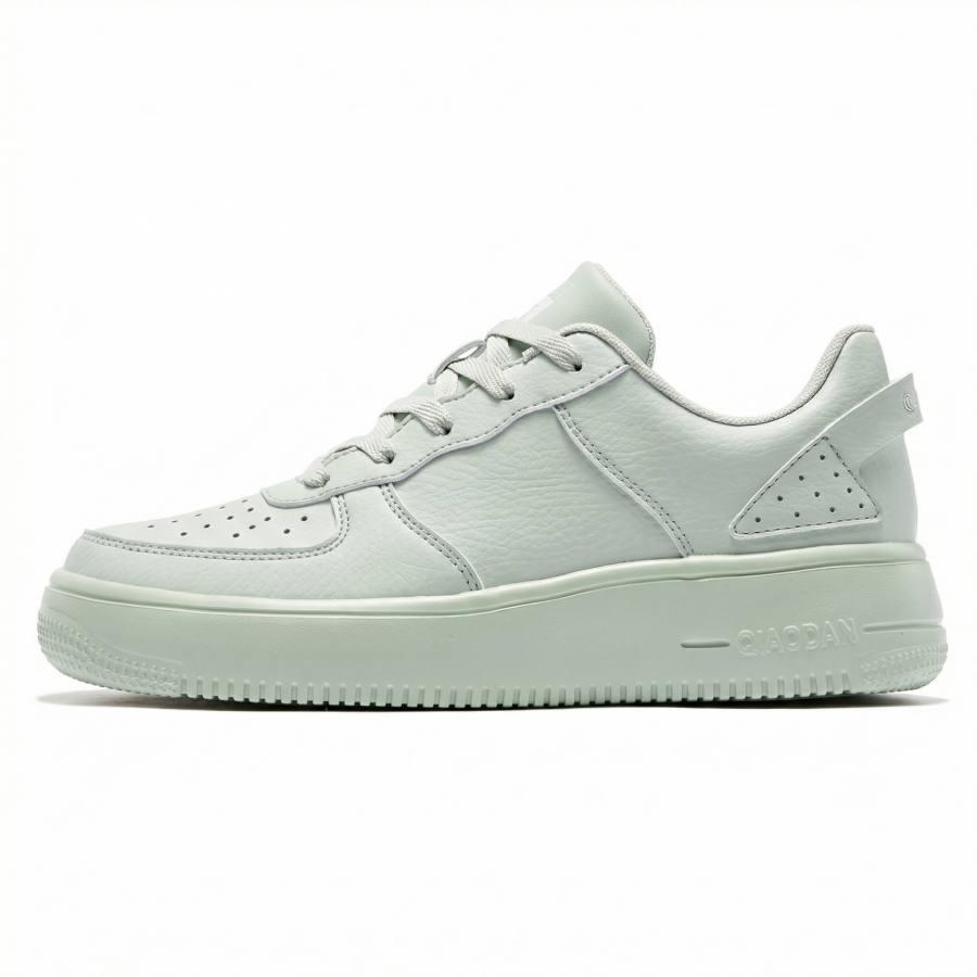 QIAODAN Air Force 1 White Sneakers Synthetic Leather Low top Skateboard Shoes Women's Celadon