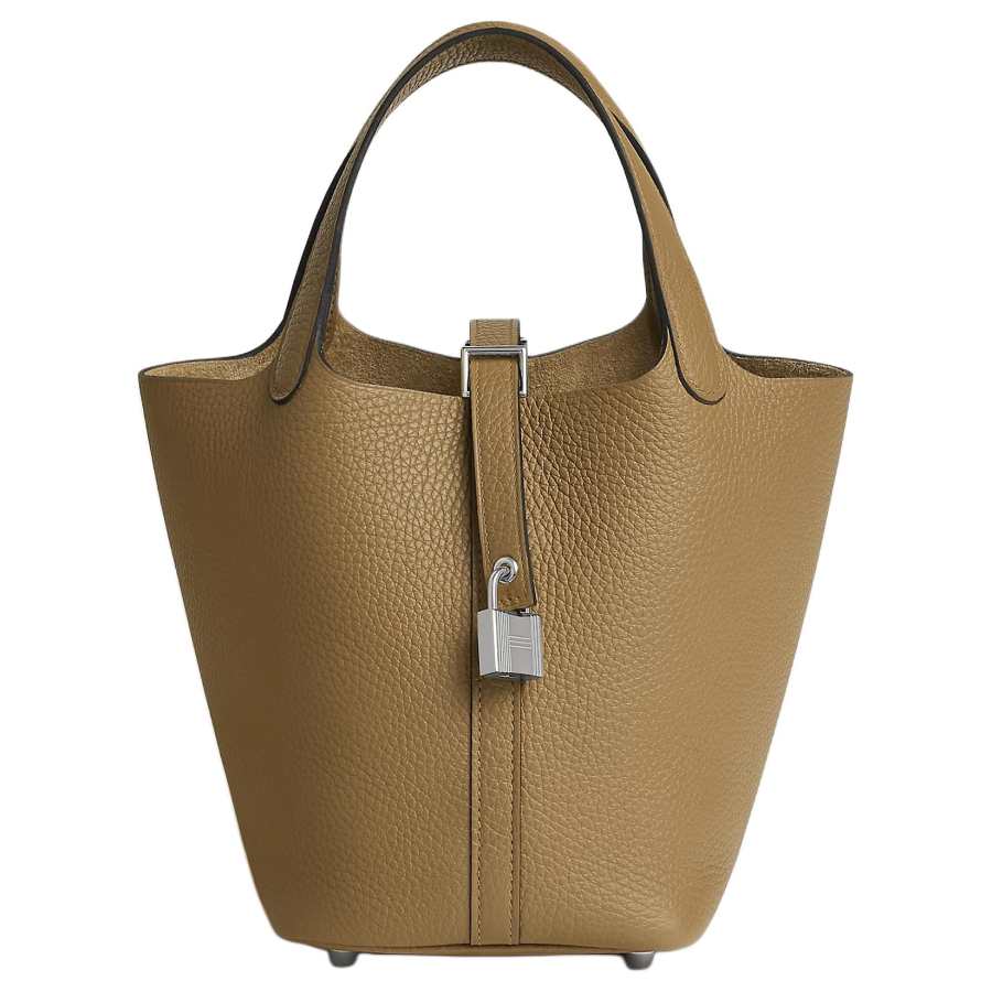 HERMES Picotin Lock Clémence Bullhide Handbag 18 Women's 2D Dune Sandy Brown