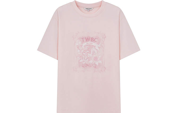 Teenie Weenie T Shirts Women's Light Pink Crew Neck Moderate Straight Fit