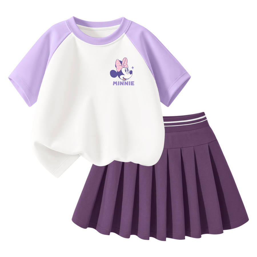 Disney Kids Two Piece Skirt Sets Crew Neck Thin Short