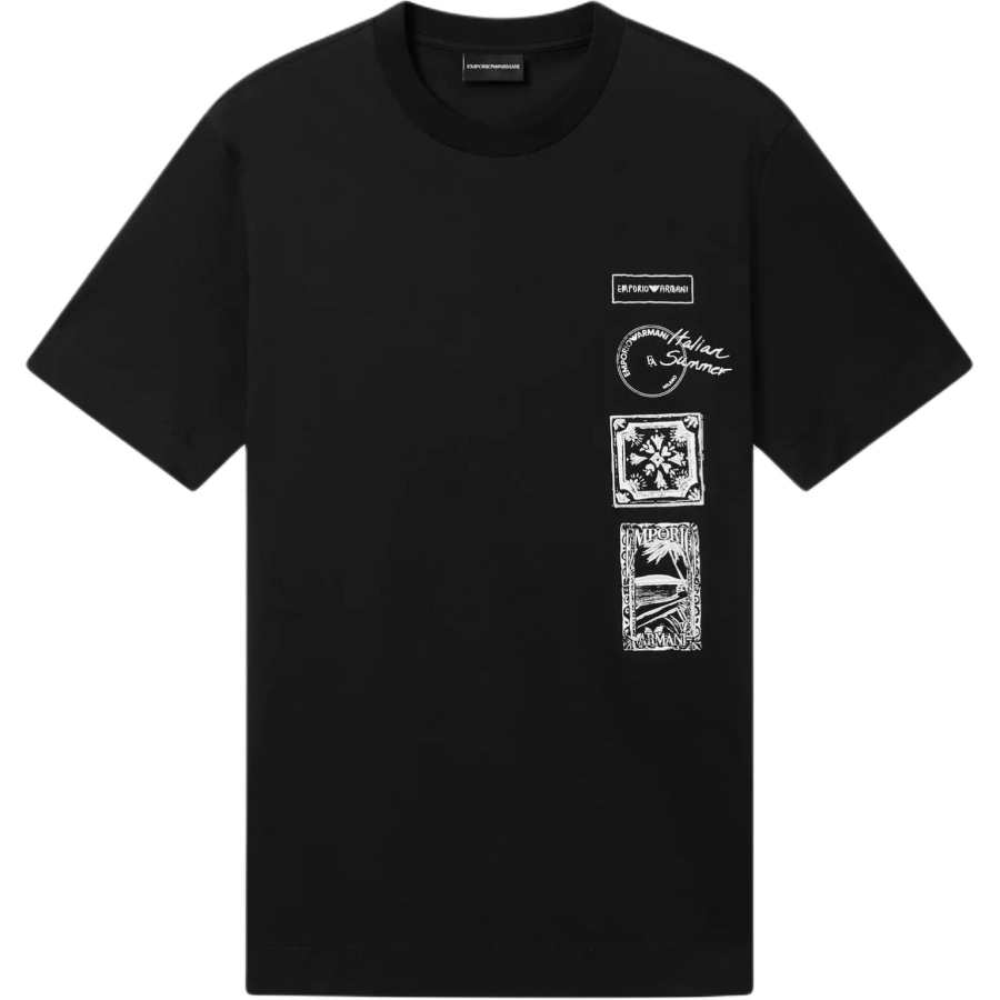 EMPORIO ARMANI T Shirts Men's Black Crew Neck Moderate Straight Fit