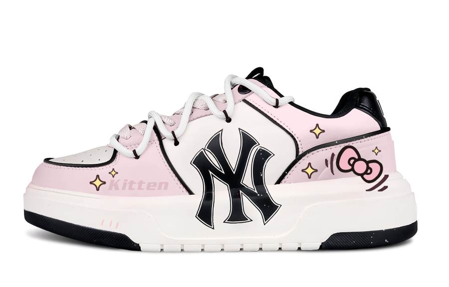 MLB Chunky Liner Pink Gluten Cat Pu Abrasion Resistant Slip Resistant Slip Resistant Low top Skateboard Shoes Unisex
