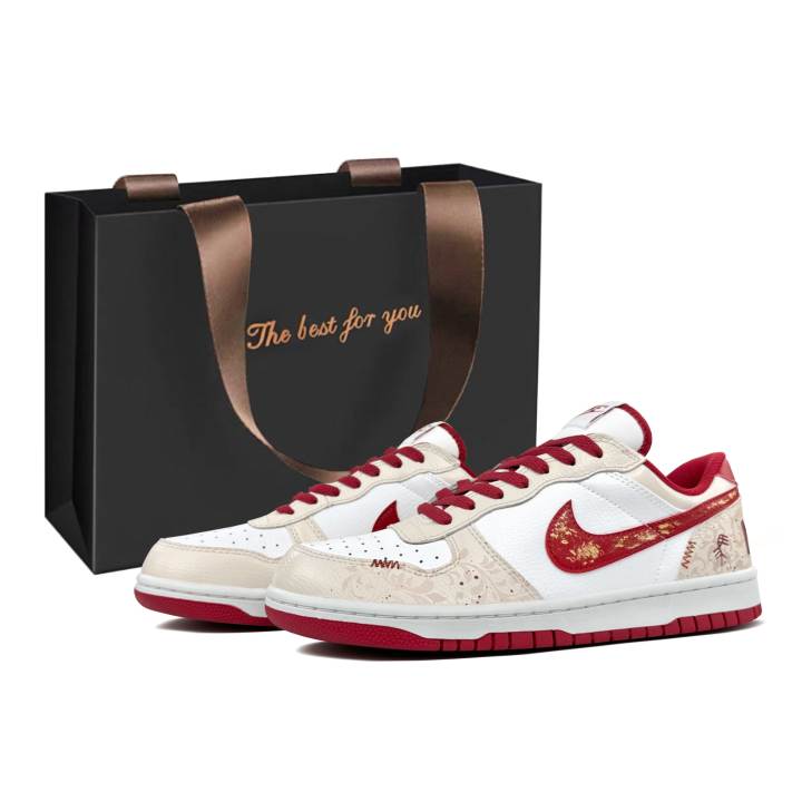 Nike Nike Big Red Gold Leaping Years Slip Resistant Cushioning Abrasion Resistant Low top Skateboard Shoes Men's Red
