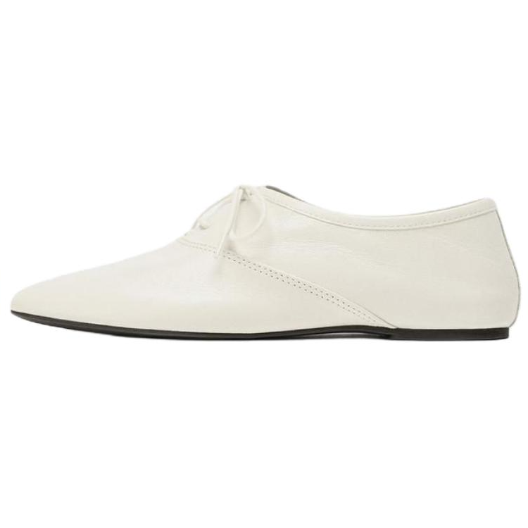 ZARA Sheepskin Casual Shoes 0.5cm Women's Light Beige Yellow