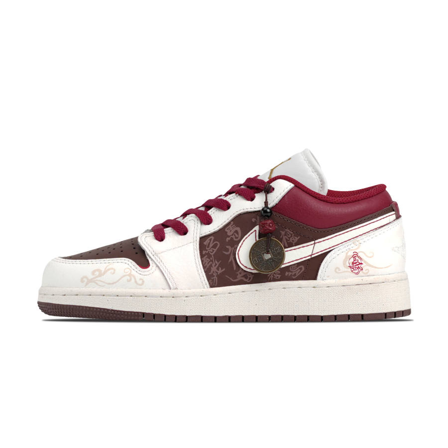 Jordan Jordan Air Jordan 1 Immediate Success Leather Low top Children's Basketball Shoes Brown Beige Red Teenagers