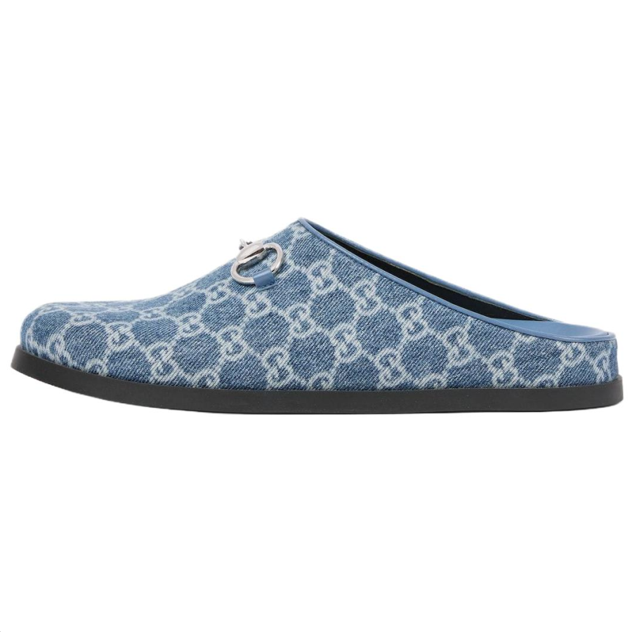 GUCCI Horsebit Closed Toe Slippers Women's Blue