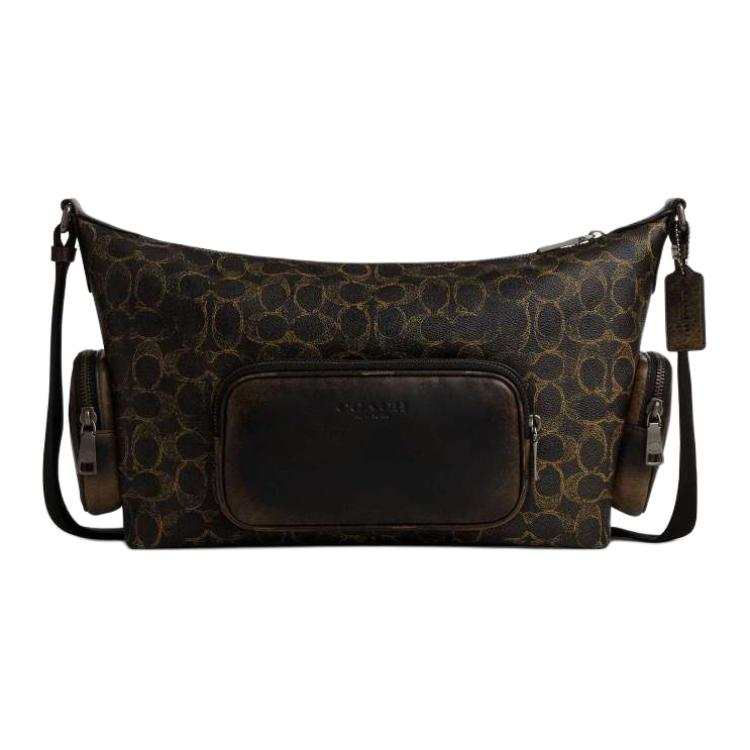 COACH Coated Canvas With Calfskin Crossbody Bags Large Men's Black