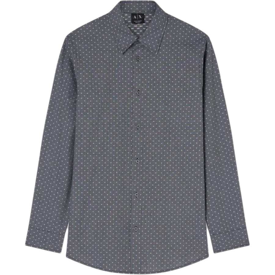 ARMANI EXCHANGE Shirts Men's Marine Blue Lapel Moderate Other
