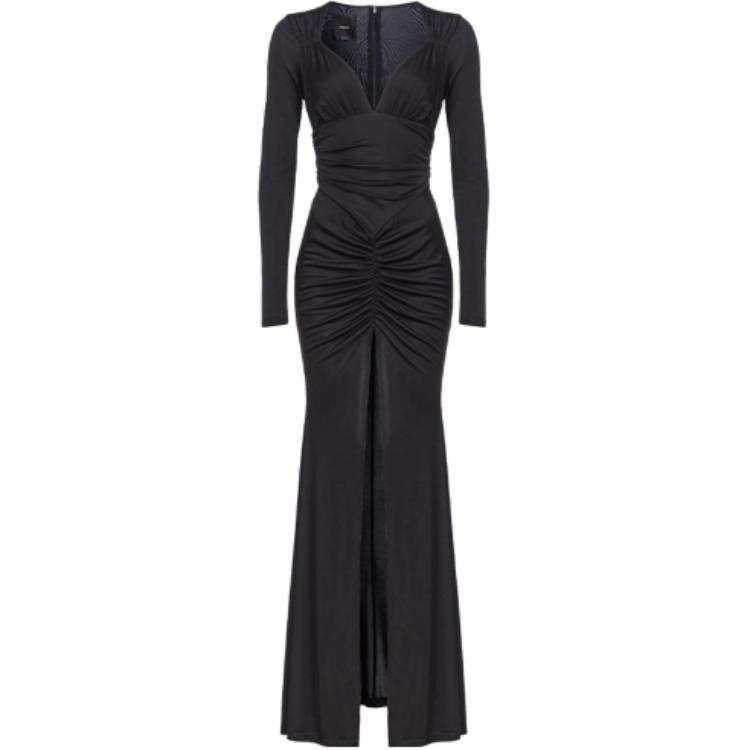 PINKO V-neck Ruched Maxi Dress