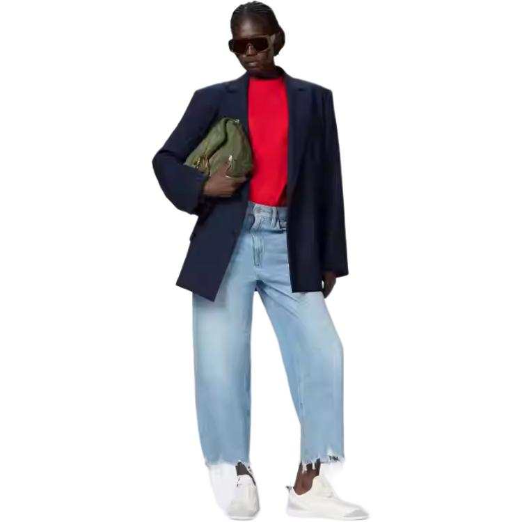 PINKO Estelle Egg Fringed Hem Detailed Wide Leg Jeans