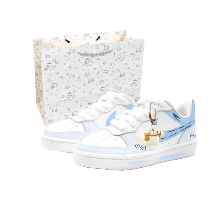 Nike Nike Court Borough 2 Light Blue Heart, Kung Fu Rabbit Leather Cushioning Abrasion Resistant Slip Resistant