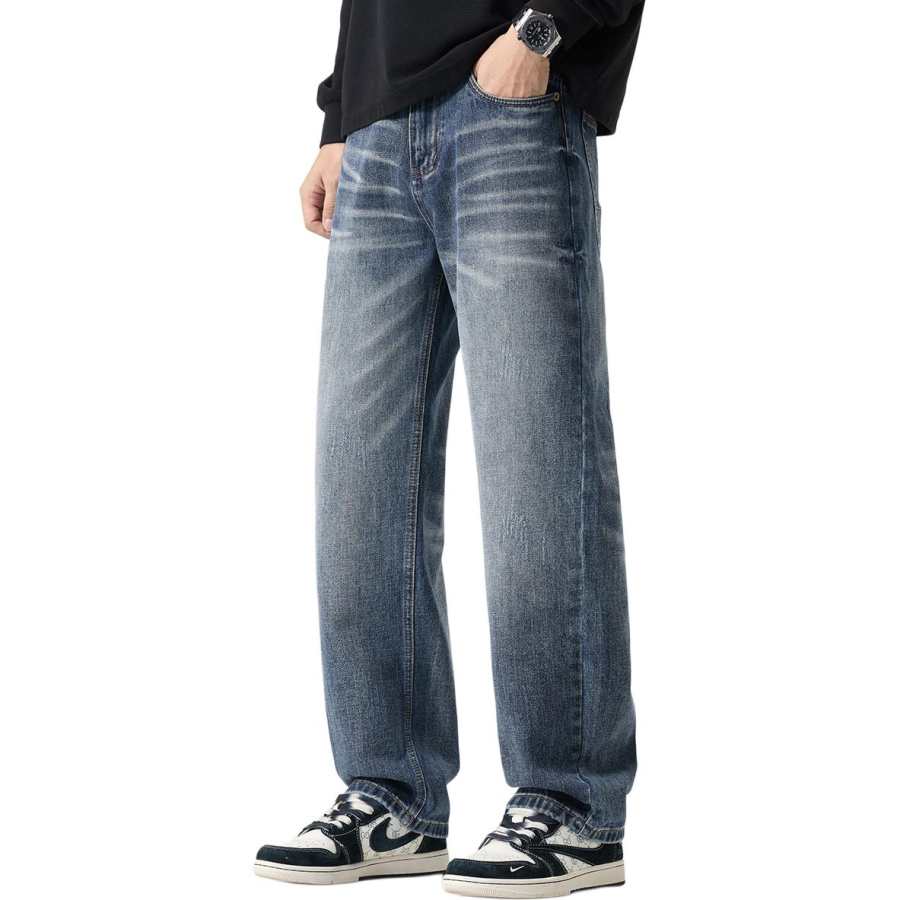 Tonlion Jeans Unisex Blue Moderate Straight Fit Pants