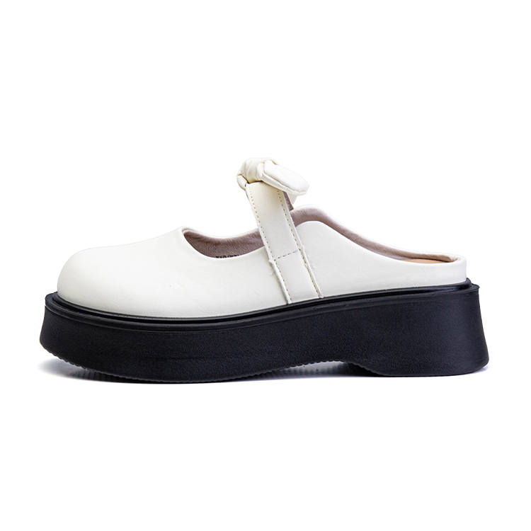 Warrior Platform Mary Jane Mules 6CM Women's Beige