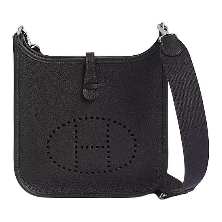 HERMES Evelyne Calfskin Crossbody Bags 23 Women's 3Y Caban Black Tweed