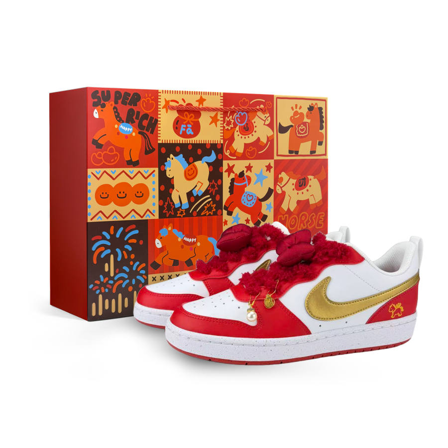 Nike Nike Court Borough Low top Kids' Skateboarding Shoes Red Gold Teenagers