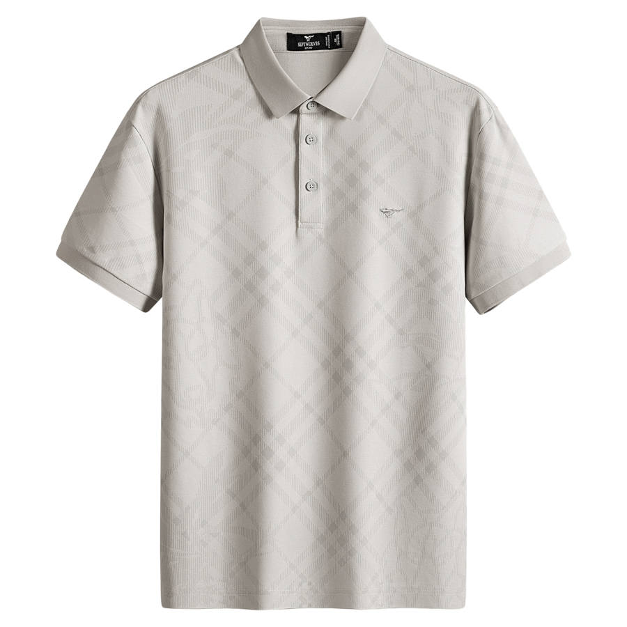 SEPTWOLVES Polo Shirts Men's Light Gray Polo Collar Moderate Straight Fit