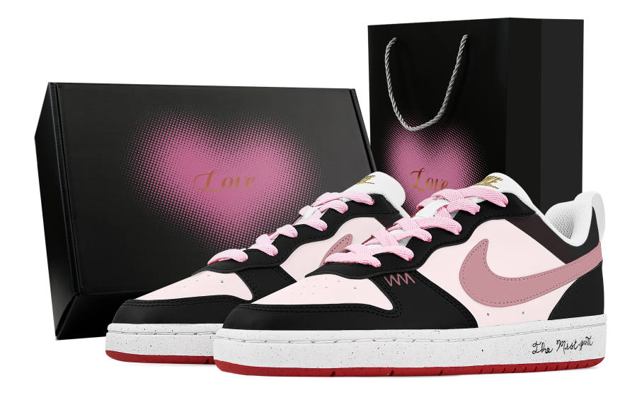 Nike Nike Court Borough Pink Jelly, Heart Box Abrasion Resistant Slip Resistant Low top Skateboard Shoes Unisex Black Pink
