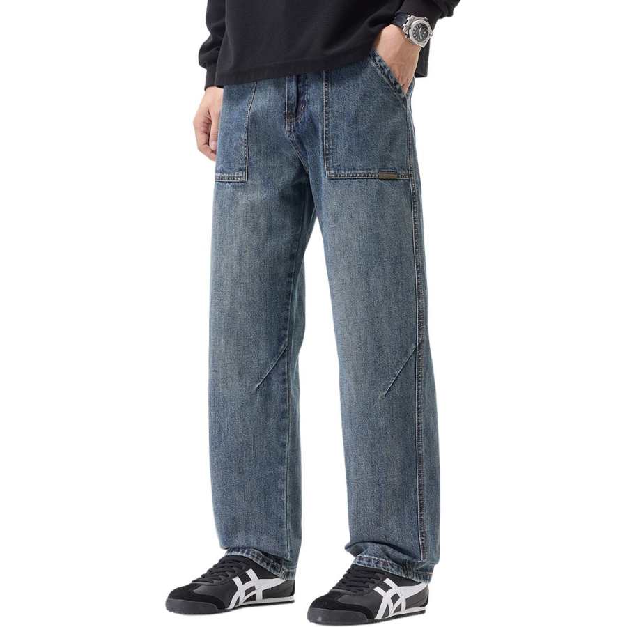 Tonlion Jeans Unisex Blue Moderate Straight Fit Pants