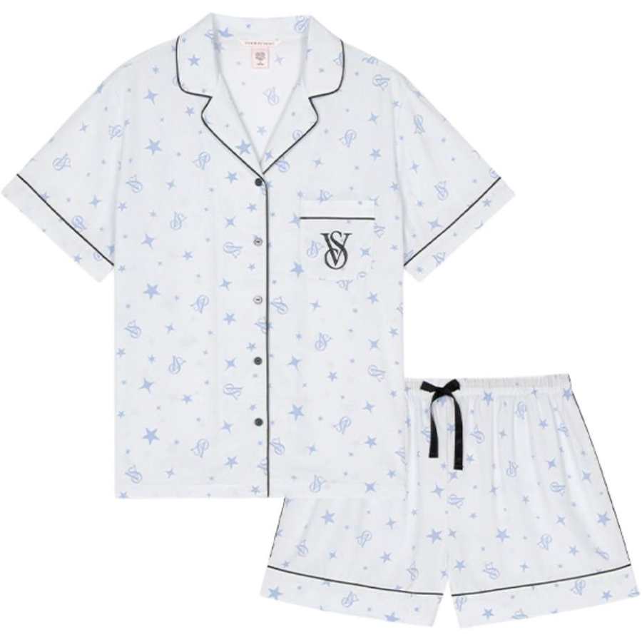 Victoria's Secret Pajama Set Unisex Star Whisper Blue