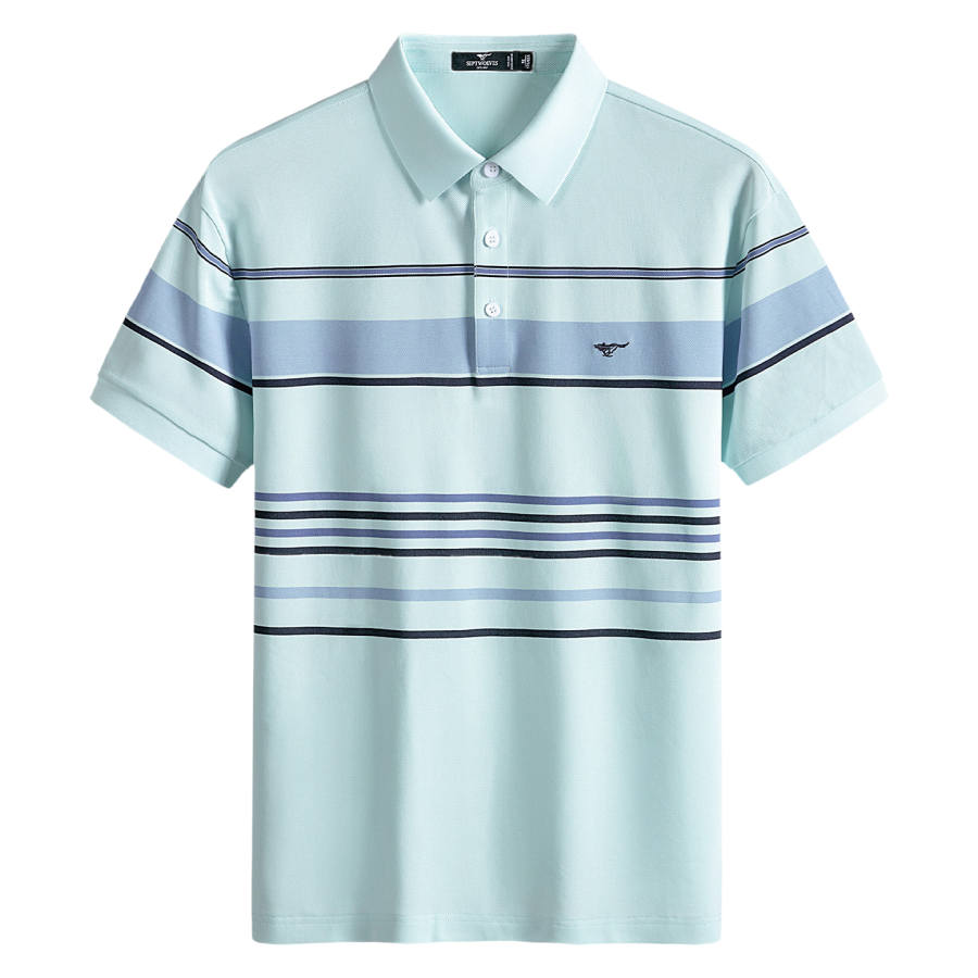 SEPTWOLVES Polo Shirts Men's Light Green Lapel Moderate Straight Fit