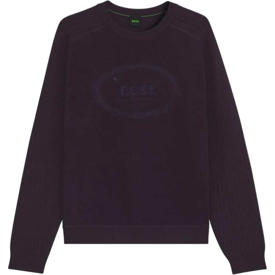 HUGO BOSS Sweatshirts Men's Dark Purple Crew Neck Moderate Regular